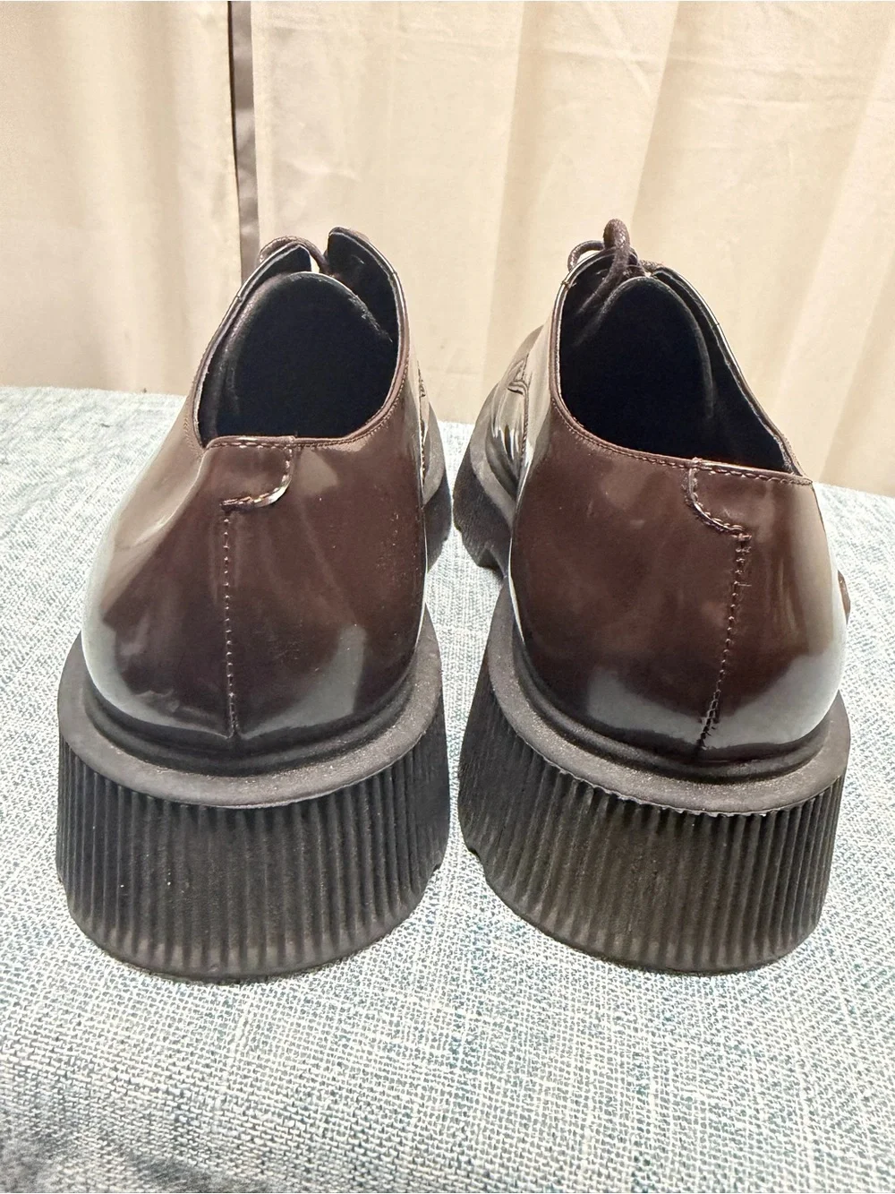 Jeffrey Campbell Dark Brown Patent Platform Lace-Up Oxfords